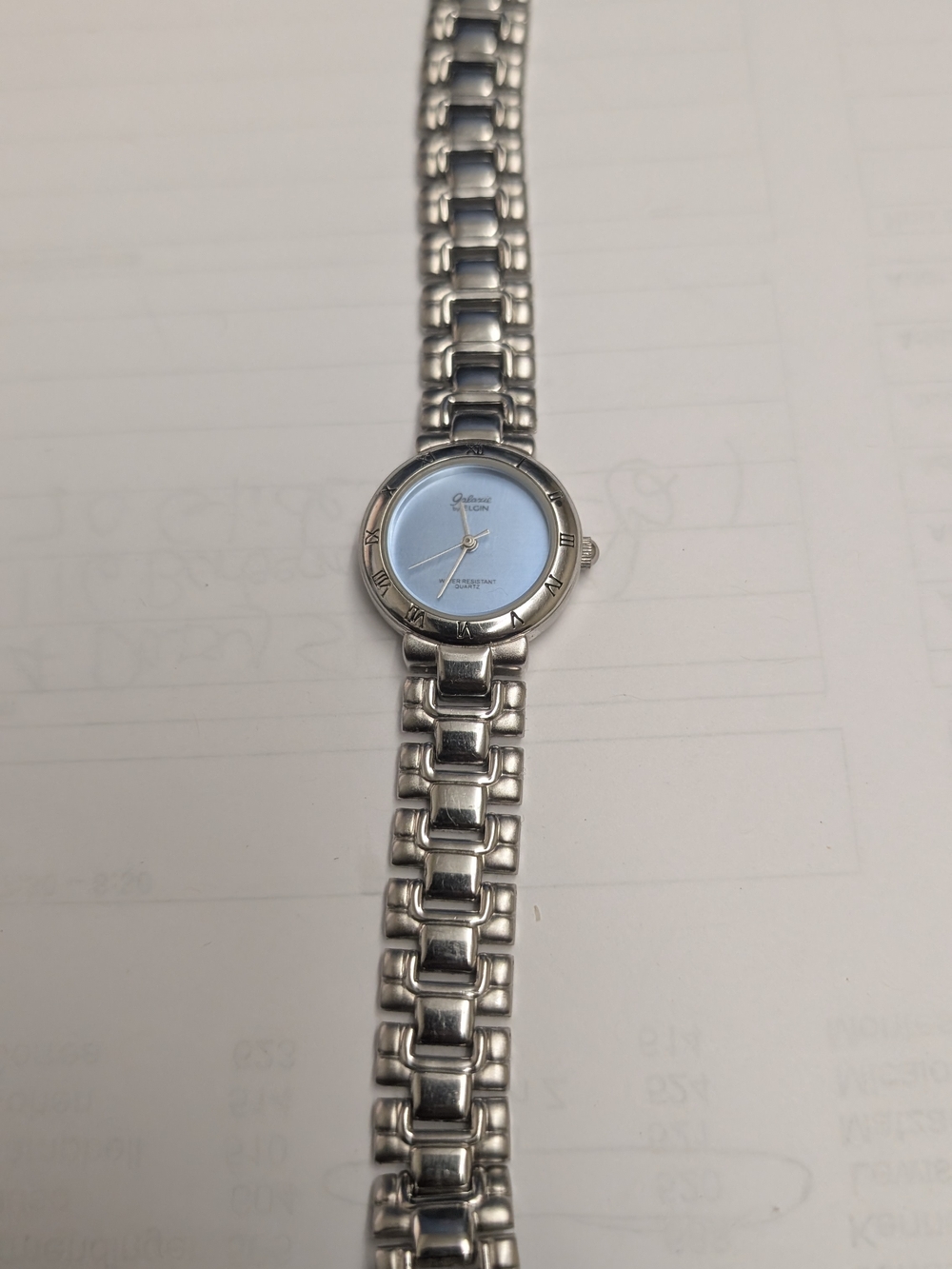 Women's Stainless Silver Bracelet Watch with Light Blue Dial